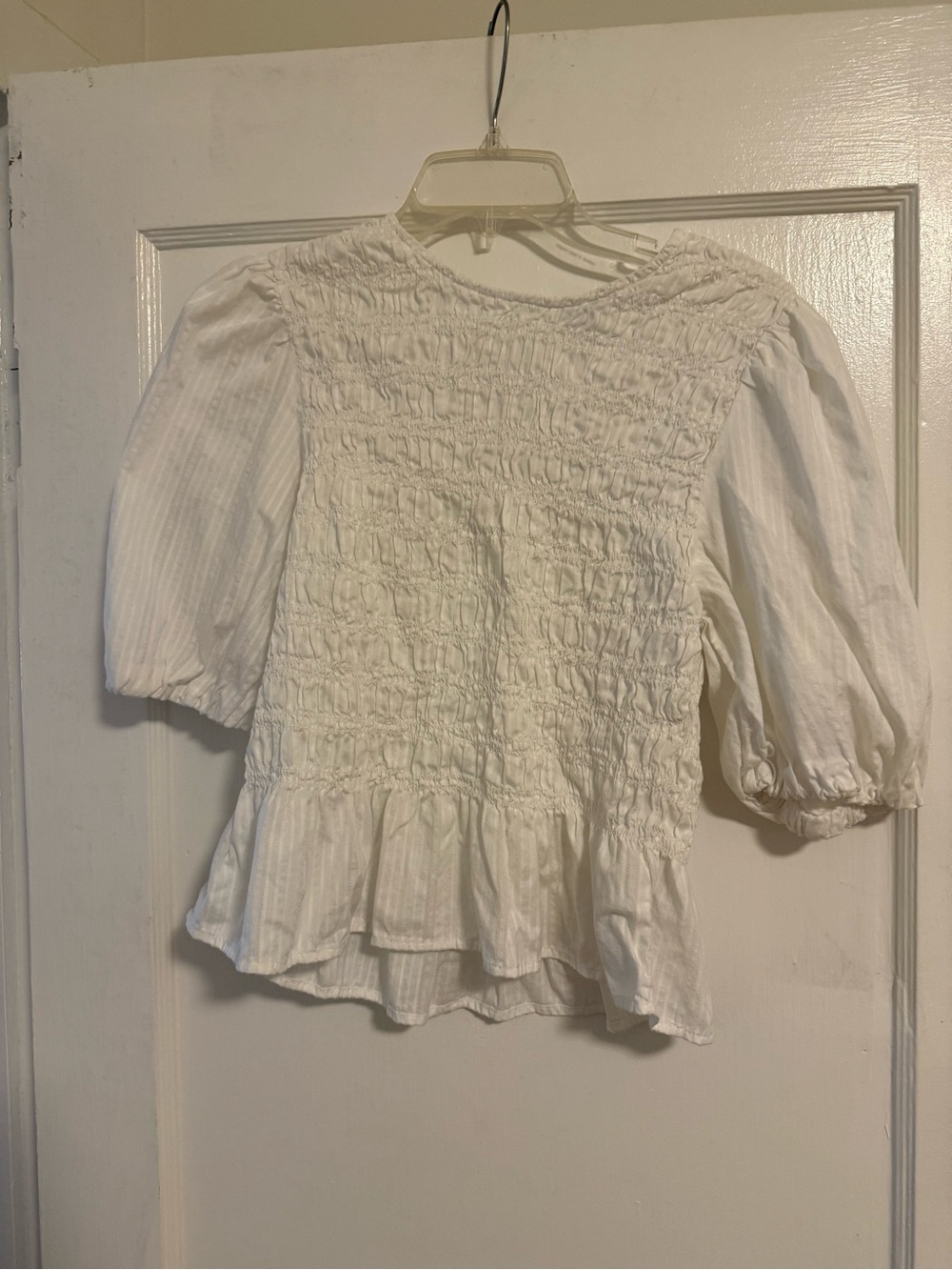 Old Navy White Smocked Peasant Top